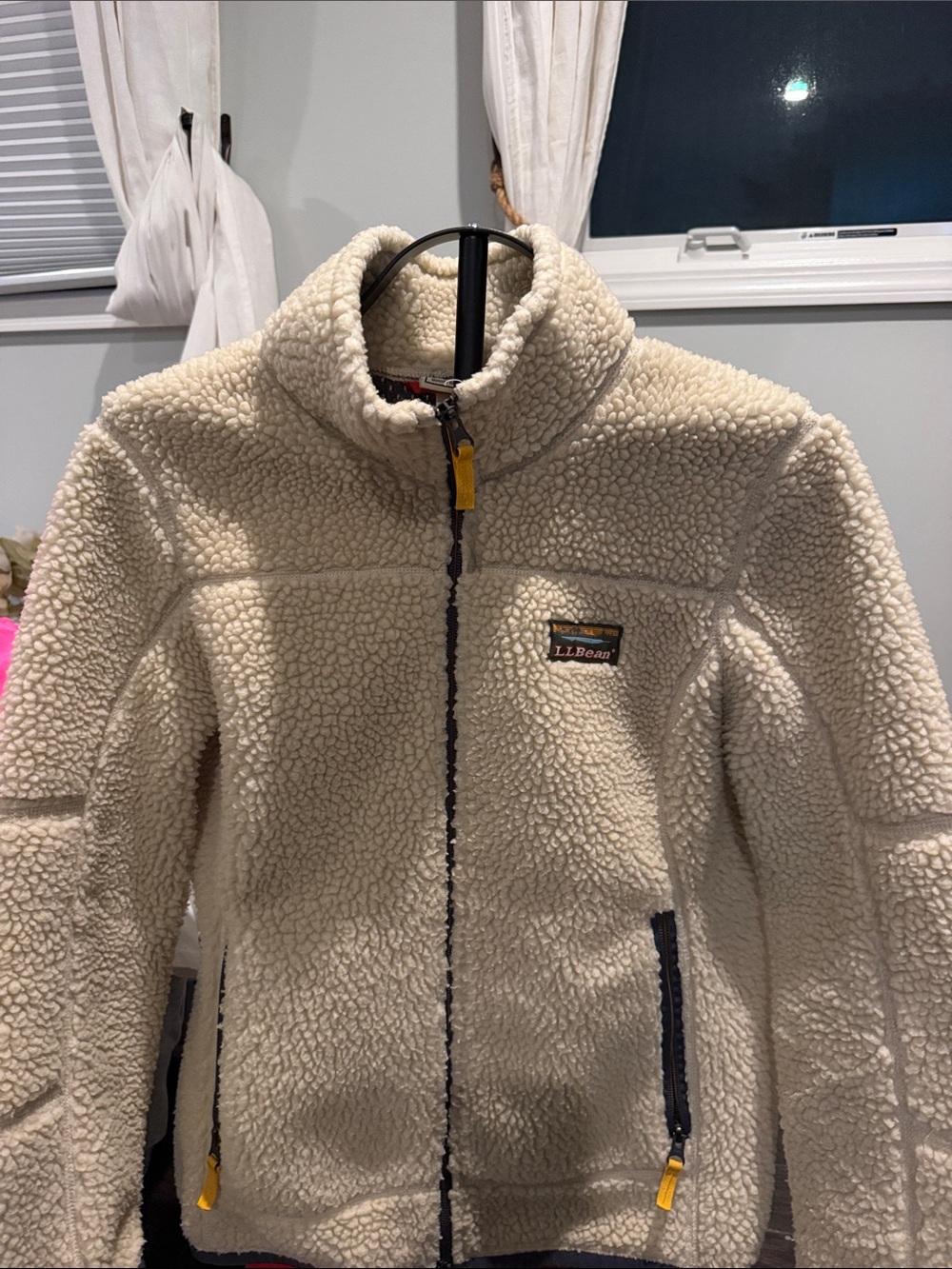 L.L. Bean Women Cream Sherpa Puffer Jacket